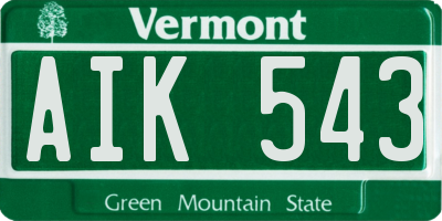 VT license plate AIK543
