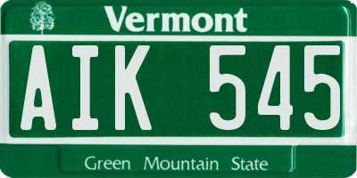 VT license plate AIK545