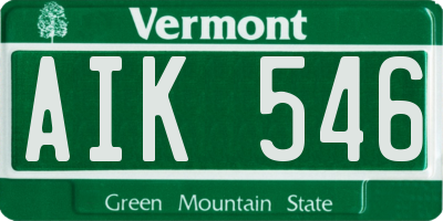 VT license plate AIK546