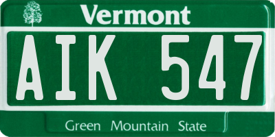 VT license plate AIK547