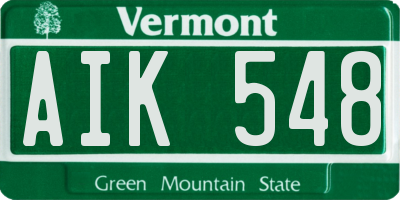 VT license plate AIK548
