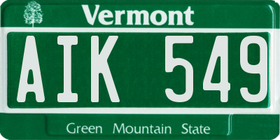 VT license plate AIK549