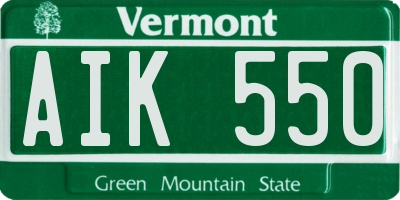 VT license plate AIK550