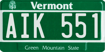 VT license plate AIK551