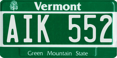 VT license plate AIK552