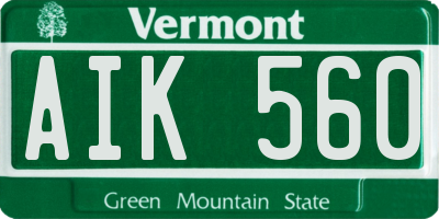 VT license plate AIK560