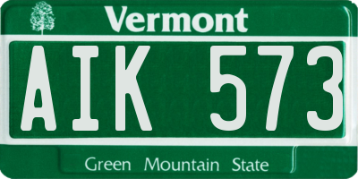 VT license plate AIK573