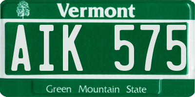 VT license plate AIK575