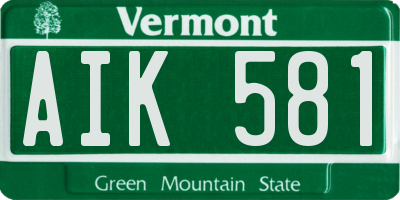 VT license plate AIK581