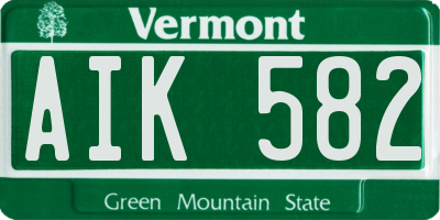 VT license plate AIK582