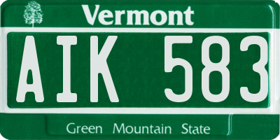 VT license plate AIK583