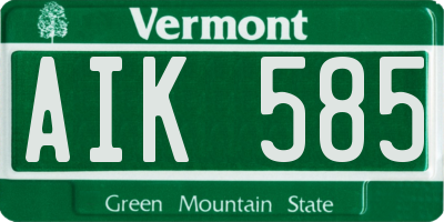 VT license plate AIK585