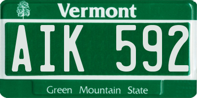VT license plate AIK592