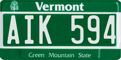 VT license plate AIK594