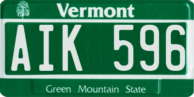 VT license plate AIK596