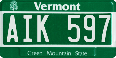 VT license plate AIK597