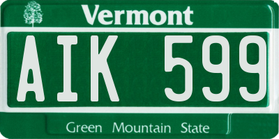 VT license plate AIK599