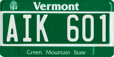 VT license plate AIK601