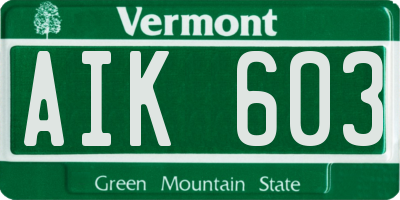 VT license plate AIK603