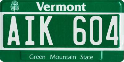 VT license plate AIK604