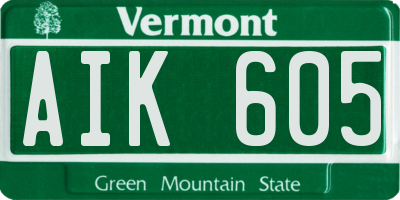 VT license plate AIK605