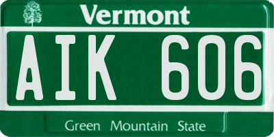 VT license plate AIK606