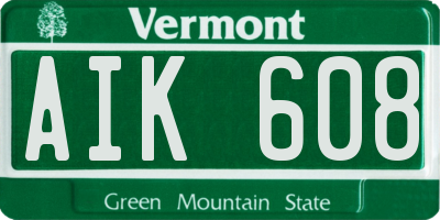 VT license plate AIK608