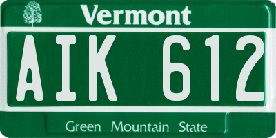 VT license plate AIK612