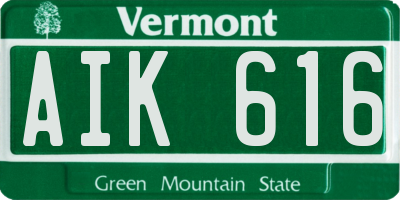 VT license plate AIK616