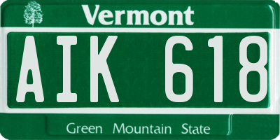 VT license plate AIK618