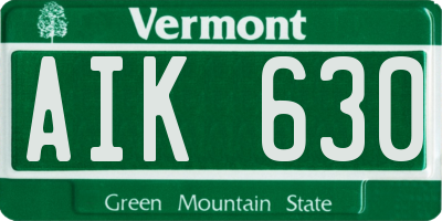 VT license plate AIK630