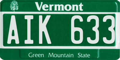 VT license plate AIK633
