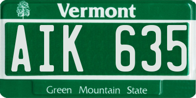 VT license plate AIK635