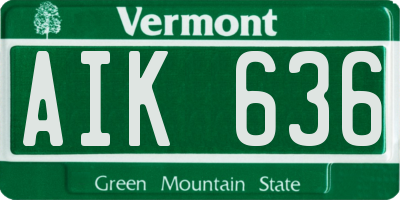 VT license plate AIK636