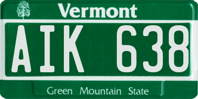 VT license plate AIK638