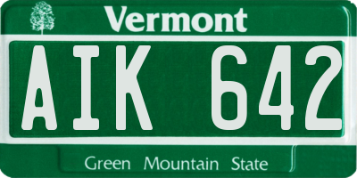 VT license plate AIK642