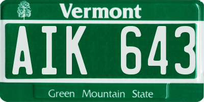 VT license plate AIK643
