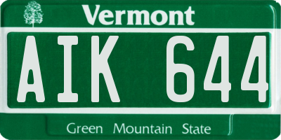 VT license plate AIK644