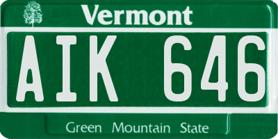 VT license plate AIK646