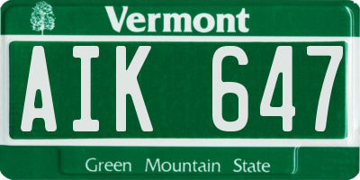 VT license plate AIK647