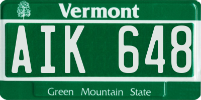 VT license plate AIK648