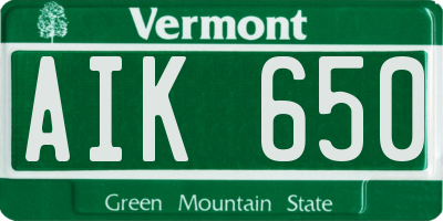 VT license plate AIK650