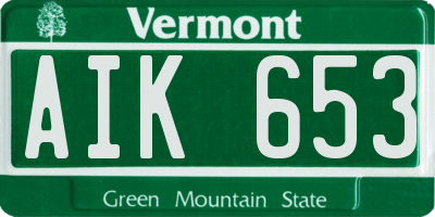 VT license plate AIK653