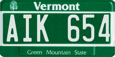 VT license plate AIK654