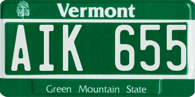 VT license plate AIK655