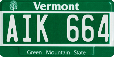 VT license plate AIK664