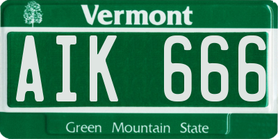VT license plate AIK666