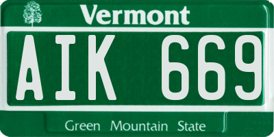 VT license plate AIK669