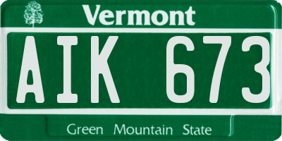 VT license plate AIK673