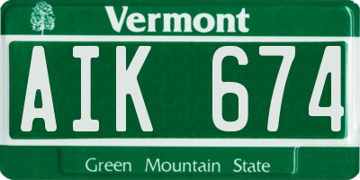 VT license plate AIK674